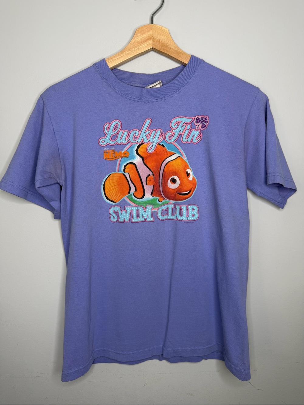 Vintage Lucky Fin Swim Club Kids T-Shirt - Purple with Nemo Graphic